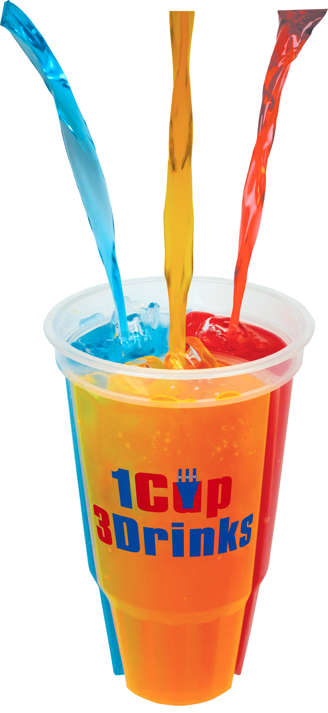 WesCup - Innovative 3-Compartment Beverage Cup for Versatile Drinking With Lid & Straw | Stackable, Portable, Reusable , Plastic Drinkware