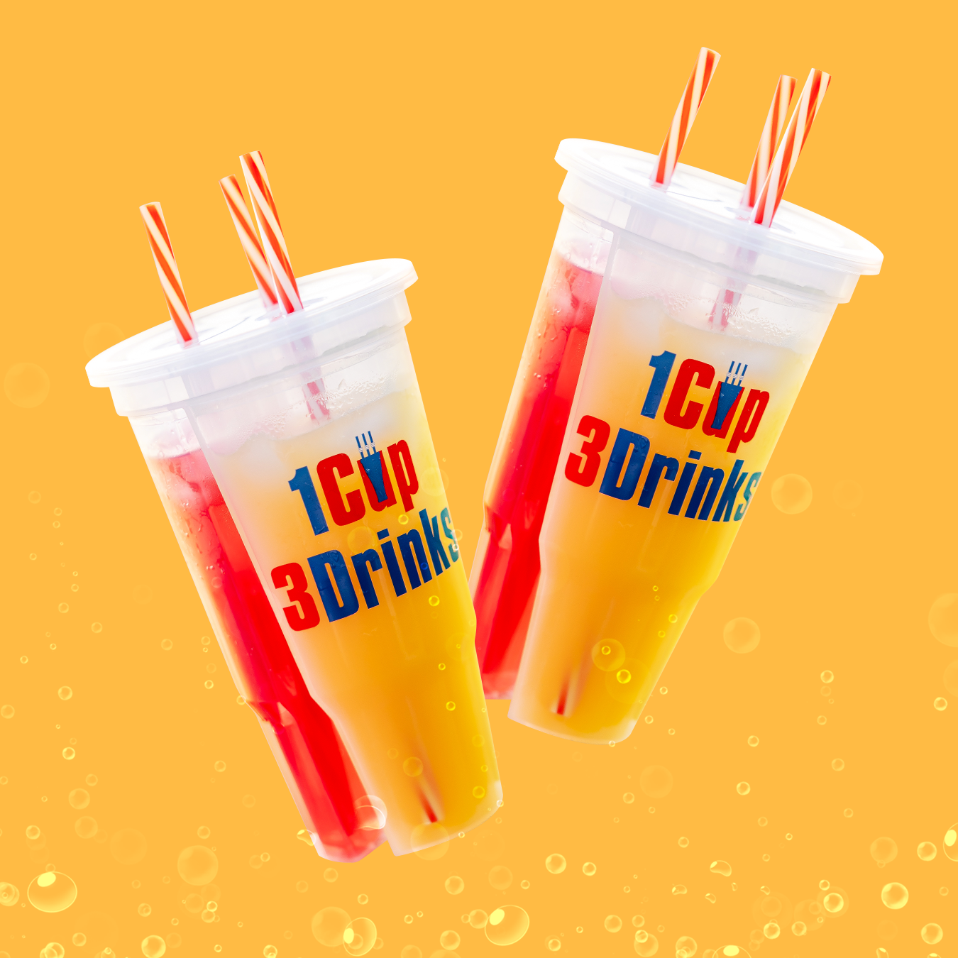 WesCup - Innovative 3-Compartment Beverage Cup for Versatile Drinking With Lid & Straw | Stackable, Portable, Reusable , Plastic Drinkware